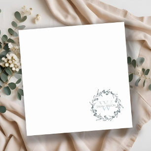 Tarjeta Pequeña Monograma simple y elegante de laurel floral