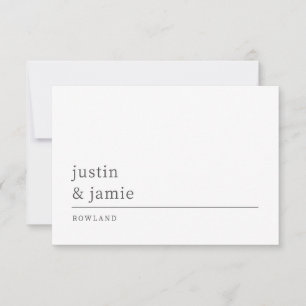 Tarjeta Pequeña Monograma simple y elegante de nombres de parejas