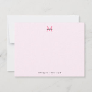Tarjeta Pequeña Monograma simple y moderno de color rosa
