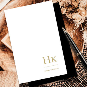 Tarjeta Pequeña Monograma social Notecard Elegard Black Gold