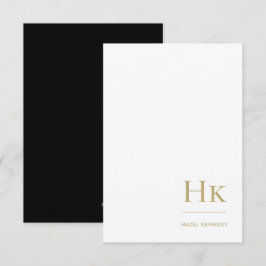 Tarjeta Pequeña Monograma Social Notecard Profesional Black Gold