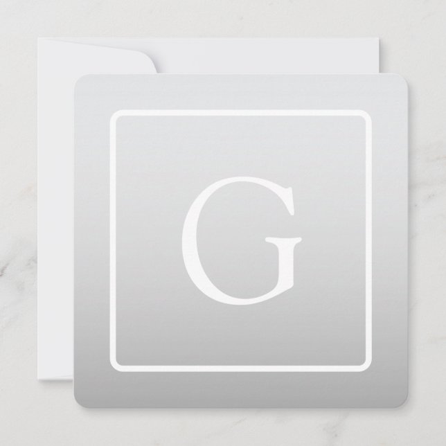 Tarjeta Pequeña Monograma sutil gradiente gris claro (Anverso)