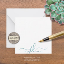 Monograma Verde azulado moderno con guión Minimali