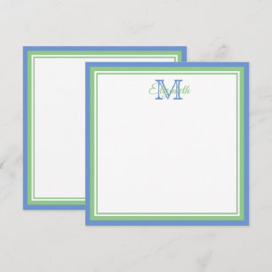 Tarjeta Pequeña Monograma verde azulado y verde sabio