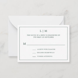 Tarjeta Pequeña Monograma verde forestal simple Mini boda RSVP