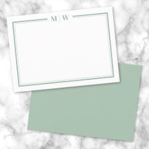 Monograma verde minimalista de dos bordes