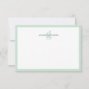Tarjeta Pequeña Monograma verde tipográfico clásico moderno
