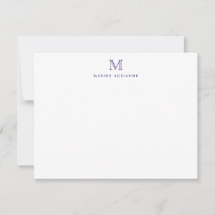 Tarjeta Pequeña Monograma Violeta Púrpura Moda Elegante Formal