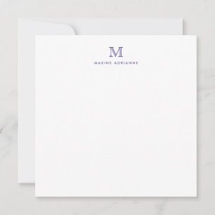 Tarjeta Pequeña Monograma violeta violeta Minimalista moderno eleg