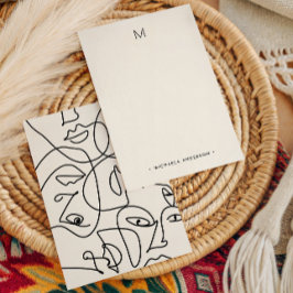 Tarjeta Pequeña Monograma y diseño de nombres de rostro abstracto