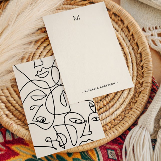 Tarjeta Pequeña Monograma y diseño de nombres de rostro abstracto  (Subido por el creador)