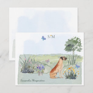 Tarjeta Pequeña Monograma y nombre de la mariposa del perro de los