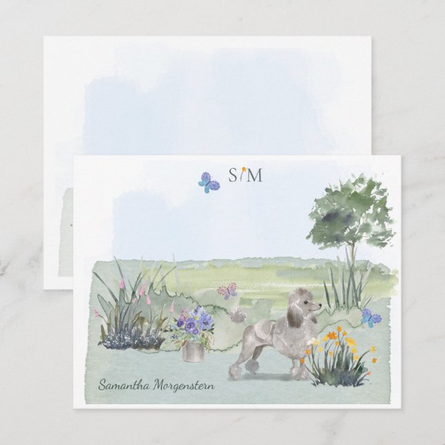 Tarjeta Pequeña Monograma y nombre de la pradera de mariposa de ca (Anverso / Reverso)