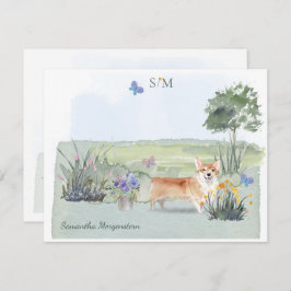 Tarjeta Pequeña Monograma y nombre de la pradera de mariposas de p