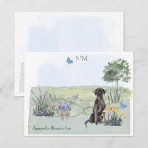 Tarjeta Pequeña Monograma y nombre de perro recuperador de labrado