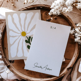 Tarjeta Pequeña Monograma y Nombre Floral Terroso Retro al Estilo