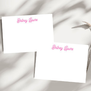Tarjeta Pequeña Monograma y nombre personalizados modernos de rosa