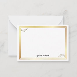 Tarjeta Pequeña Monogramado de estilo blanco dorado