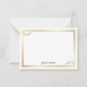 Tarjeta Pequeña Monogramado de estilo blanco dorado