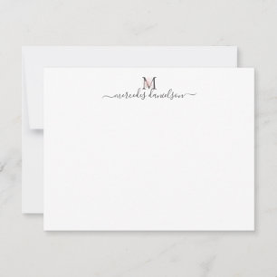 Tarjeta Pequeña Monogramado de floral rosa Rubor de oro negro mode