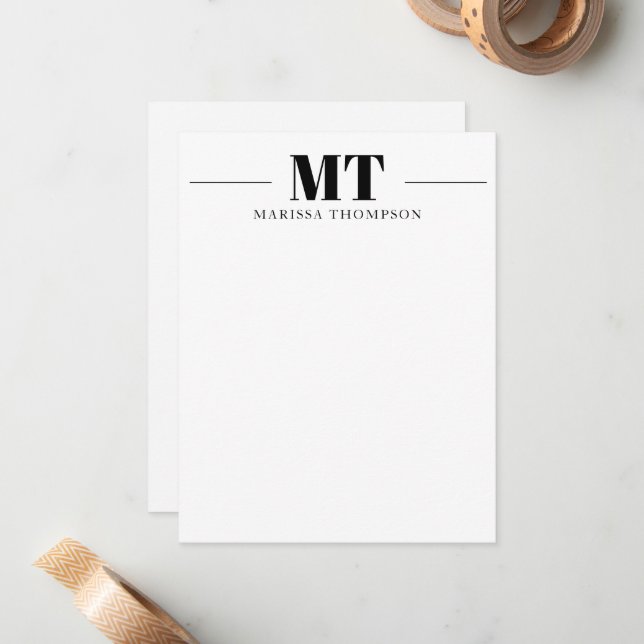 Tarjeta Pequeña Monogramado de Stationery Thick Serif personalizad (Anverso/Reverso In Situ)