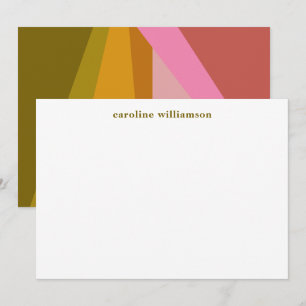 Tarjeta Pequeña Monogramado de verde oliva rojo geométrico moderno