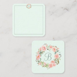 Tarjeta Pequeña Monogramado Pastel Pink Flower Wreath Diary