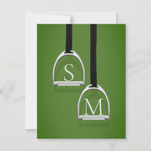 Tarjeta Pequeña Monogramado Stirrup Irons Grass Green Ecuestres