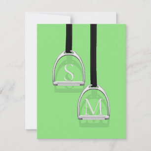 Tarjeta Pequeña Monogramado Stirrup Irons Lime Green Ecuestres