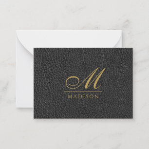 Tarjeta Pequeña Monogramed Elegant Gold Black Modern
