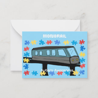 Tarjeta Pequeña Monorail train car coaster autism puzzle