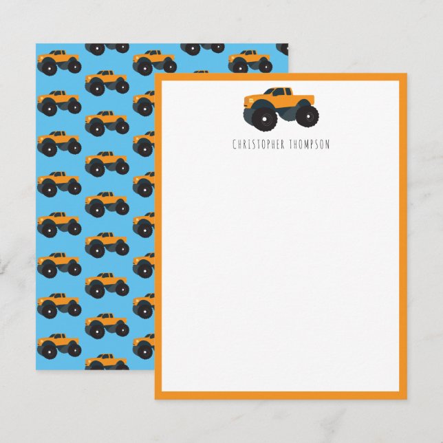 Tarjeta Pequeña Monster Camión Vehículo Personalizado Niños (Anverso / Reverso)