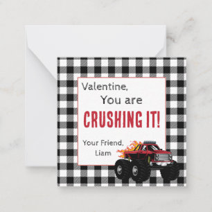 Tarjeta Pequeña Monster Truck Valentines