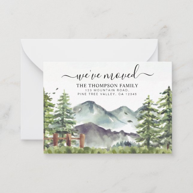 Tarjeta Pequeña Montaña forestal de presupuesto Hemos movido nuevo (Anverso)