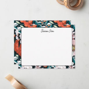 Tarjeta Pequeña Moody Floral Custom Name Stationery