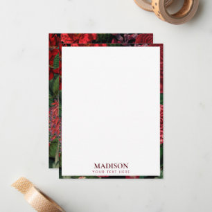 Tarjeta Pequeña Moody Florals Monograma negro y borgoña