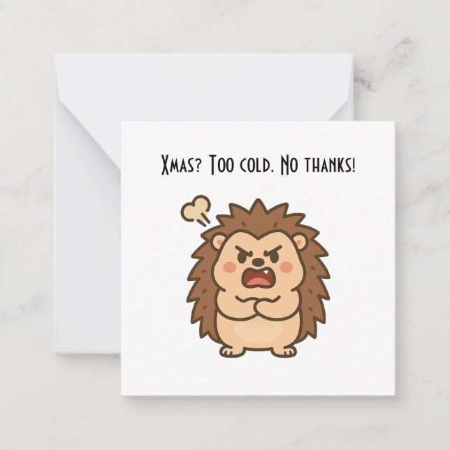 Tarjeta Pequeña Moody Hedgehog, Navidades del Zoológico de Wonky - (Anverso)