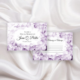 Tarjeta Pequeña Morado Hydrangeas Acuarela Compartir memoria Funer
