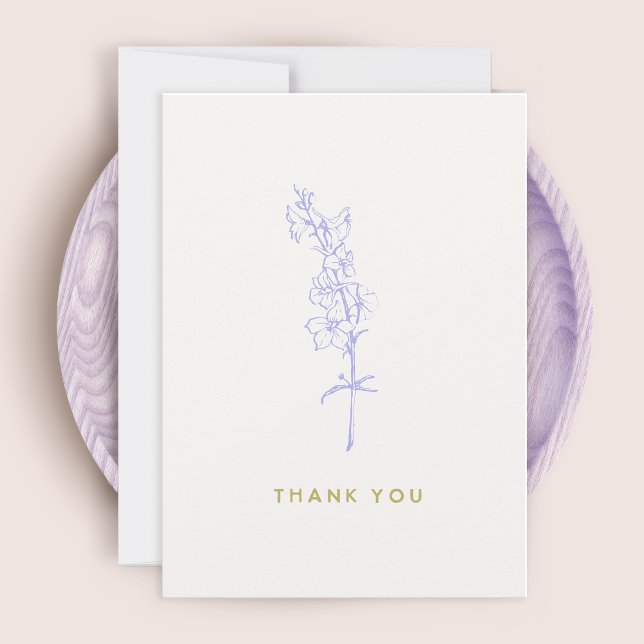 Tarjeta Pequeña Morado Larkspur Floral Gracias (Subido por el creador)