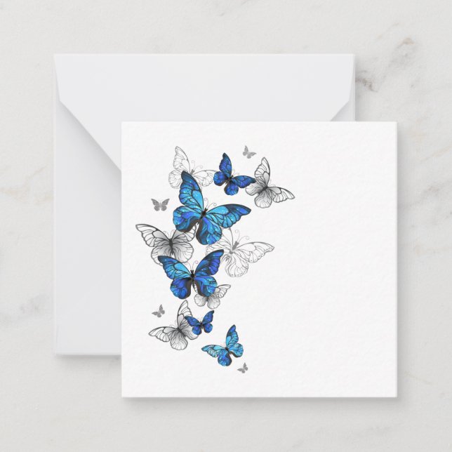 Tarjeta Pequeña Morfo de las mariposas voladoras azules (Anverso)