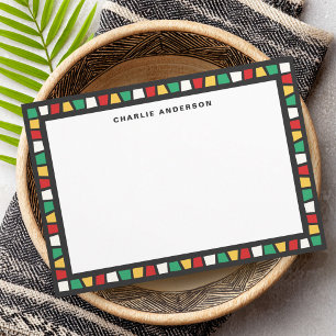 Tarjeta Pequeña mosaico africano rojo verde amarillo blanco nombre