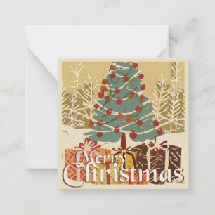 Tarjeta Pequeña Motif de Navidad, con regalos bajo el árbol de Nav