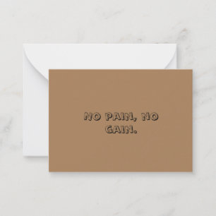 Tarjeta Pequeña Motivación de GIMNASIO Texto personalizado y marró