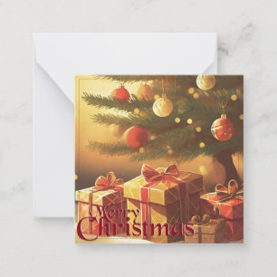 Tarjeta Pequeña Motivo de Navidad, con regalos bajo el árbol de Na