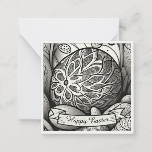 Tarjeta Pequeña motivo de Pascua dibujo en blanco y negro con huev