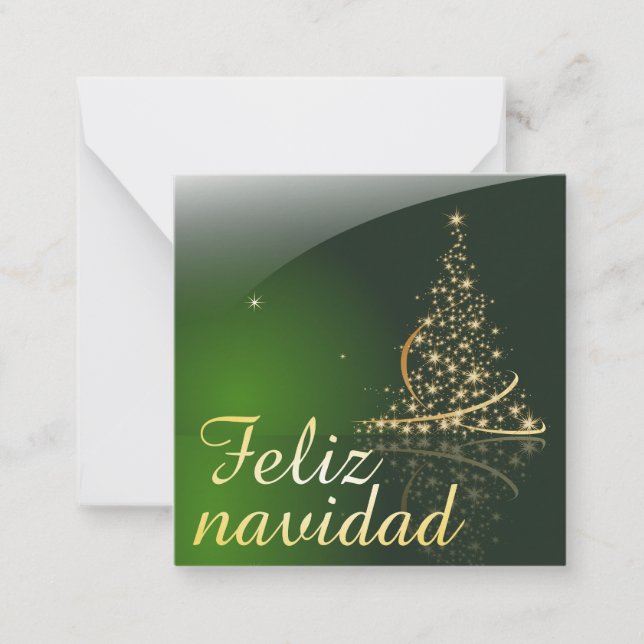 Tarjeta Pequeña Motivo navideño verde con arbol de navidad. V2.0 (Anverso)