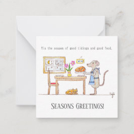 Tarjeta Pequeña Mr Hiddle Cooks Turkey Season Greetings Card