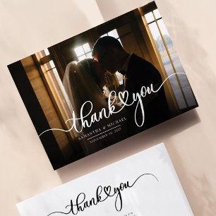Tarjeta Pequeña Muchas gracias por una simple foto Boda a mano