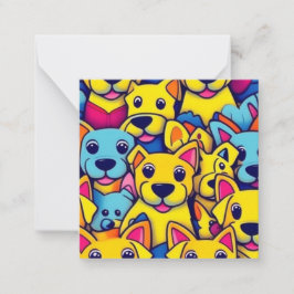 Tarjeta Pequeña Muchos perros amarillos felices
