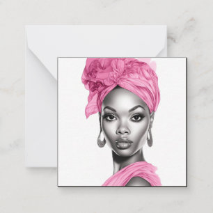 Tarjeta Pequeña Mujer afroamericana de estilo con acentos rosas